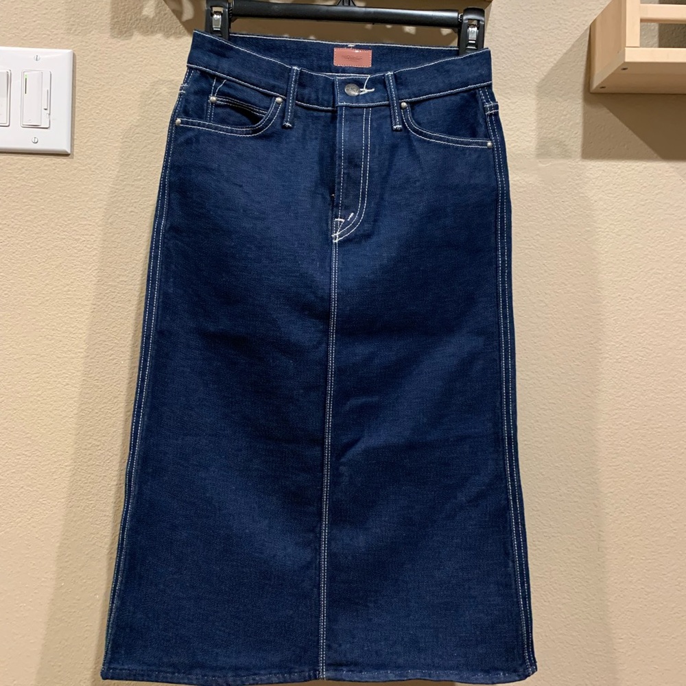 Mother womens denim midi skirt